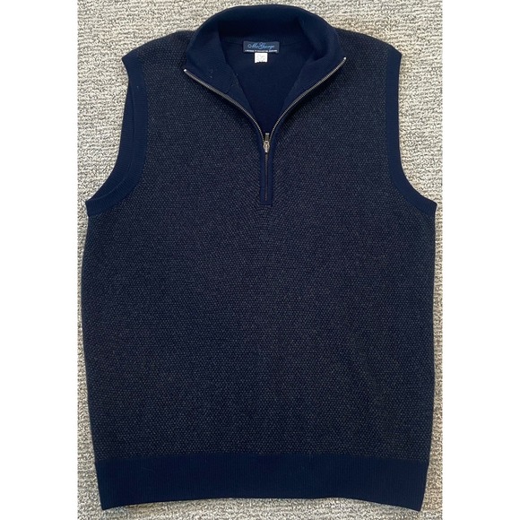 McGeorge by Ballantyne Sweater Vest‎ Large 100% Cashmere Blue 1/4 Zip Knit - Picture 1 of 5